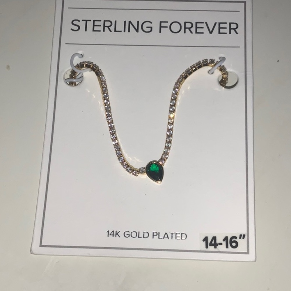 Sterling forever necklace with green stone